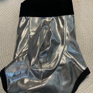 Silver and Black Shiny Shorts